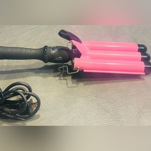 3 Barrel Curling Iron Wand Dual Voltage Hair Crimper w/ LCD Temp Display- 1”